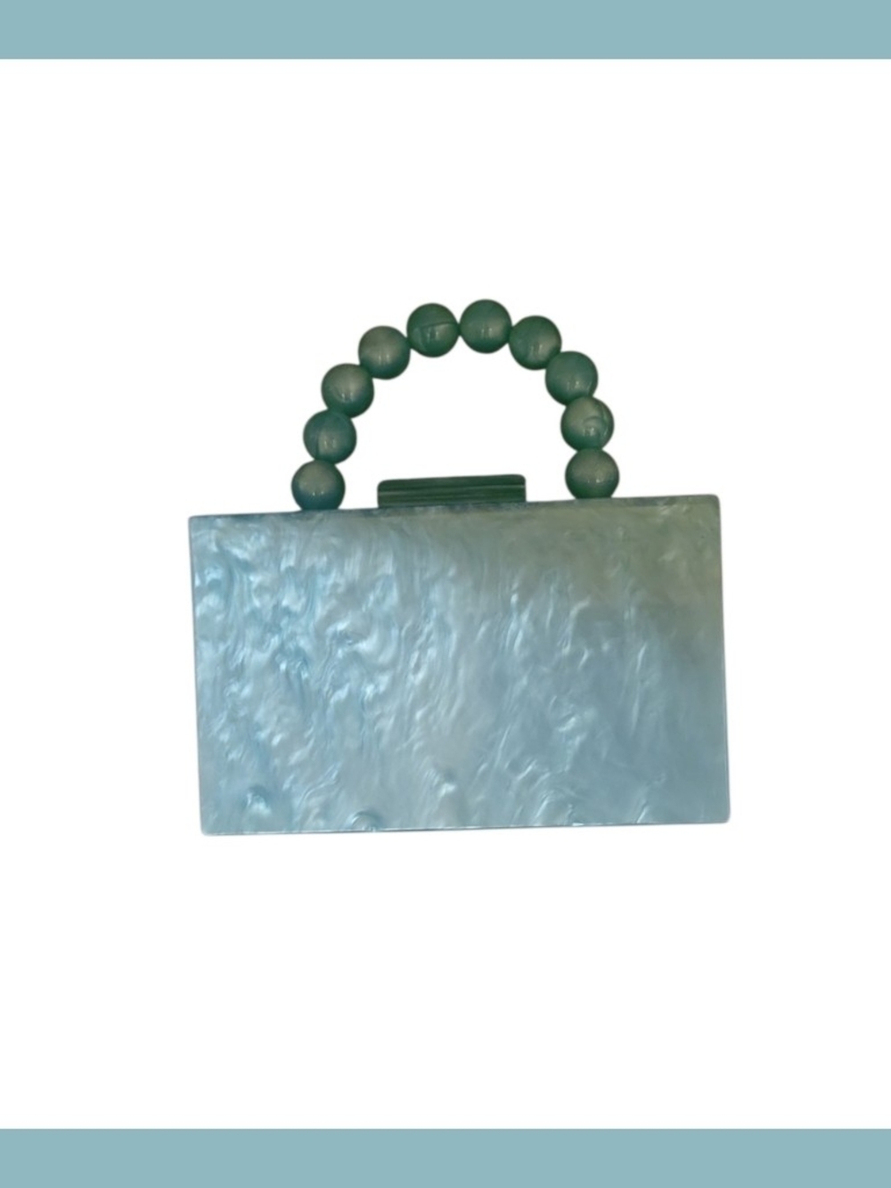 Amazon Seafoam Green Acrylic Beaded-Handle Box Clutch